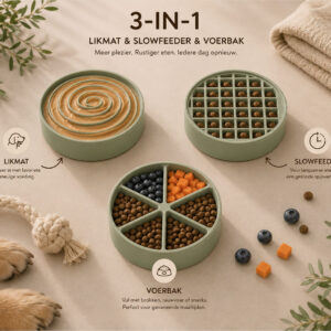 3 in 1 slowfeeder hond likmat groen