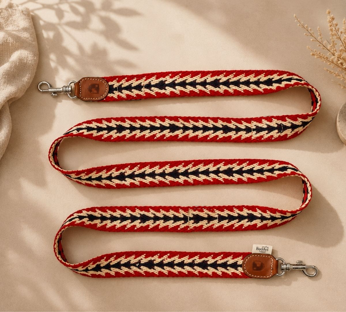 Buddys Dogwear riem peruvian red 200cm